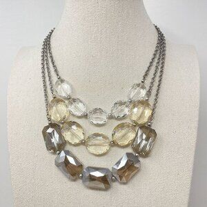 Premier Designs Swanky Necklace Faceted‎ Glass Multistrand Statement Y2K